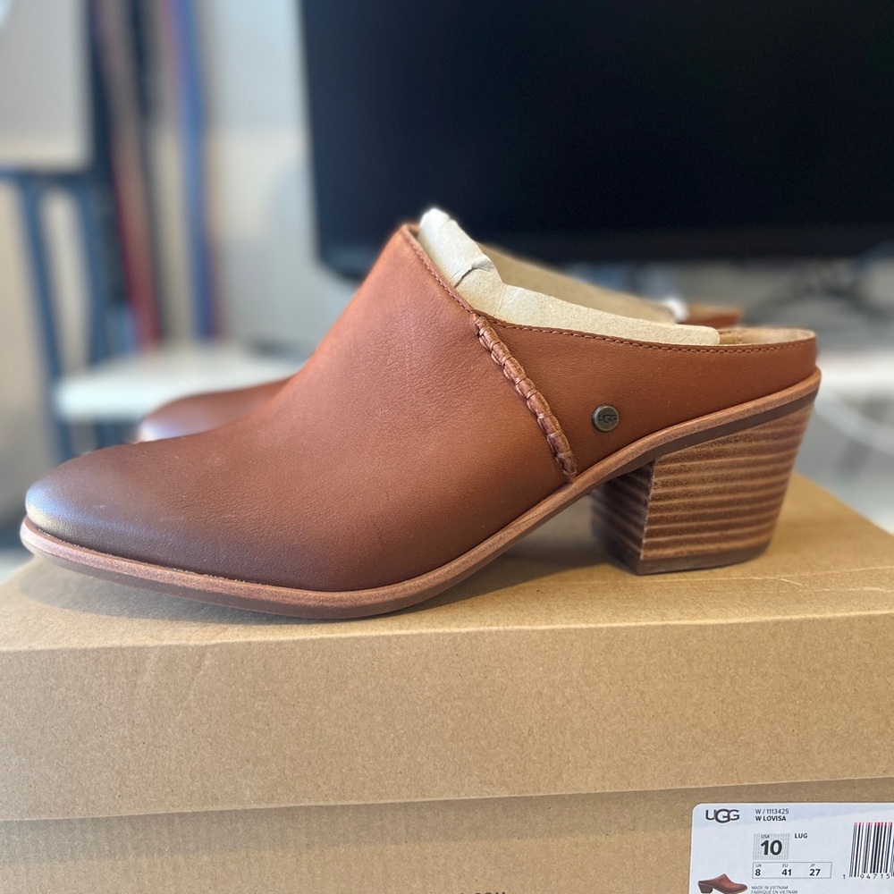 [NEW] UGG Women's Lovisa Brown Leather Mules size 10